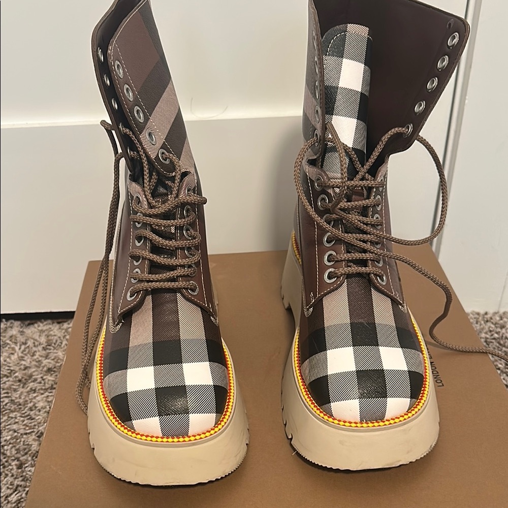 Burberry Mason Check Platform Hiker Boots